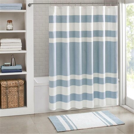Madison Park 72 x 84 in. Spa Waffle Shower Curtain with 3M Treatment - Blue MP70-4987